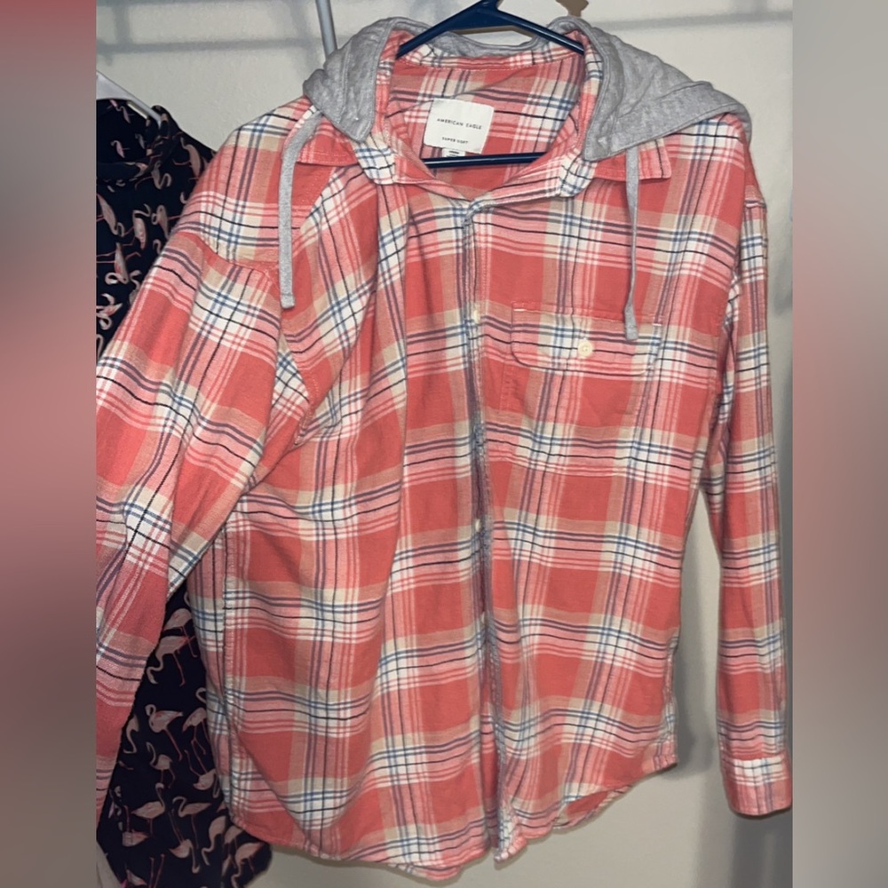 American Eagle Button up flannel hoodie